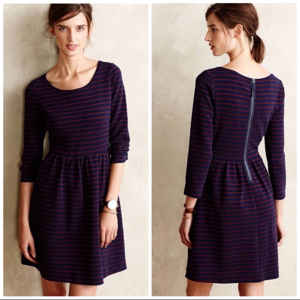 Maeve Anthropologie Brenna Dress Striped Skater